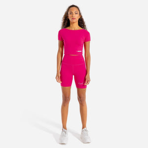 Warrior Crop Tee - Half Sleeves - Magenta