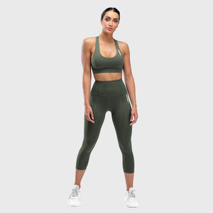 Warrior High-Waisted Cropped Leggings - Olive