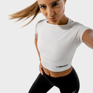 Warrior Crop Tee - Half Sleeves - White