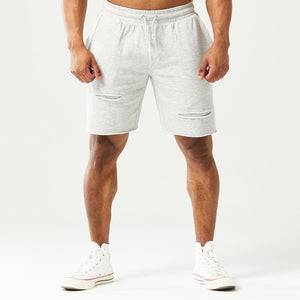 Golden Era Ripped Shorts - Light Grey Marl