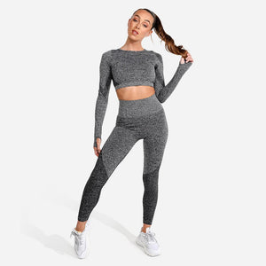 Marl Seamless Crop Top - Oynx