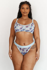 Floral Mesh Bra (Set) - Blue