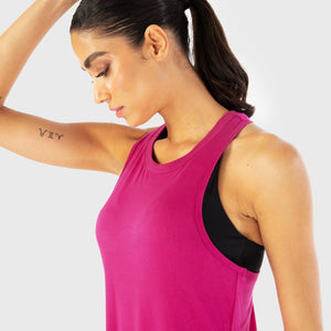 Infinity Longline Workout Tank - Festive Fuchsia