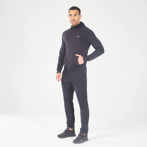 Statement Ribbed Hoodie - Black