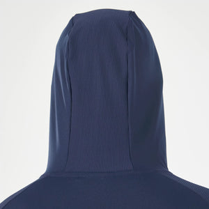 Statement Ribbed Hoodie - Navy