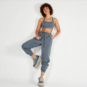 Retrograde Criss Cross Tie Joggers - Stormy Weather