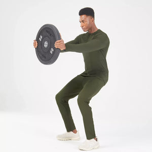 Statement Ribbed Long Sleeves Tee - Kombu Green