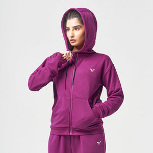 Essential Zip Up Hoodie - Dark Purple