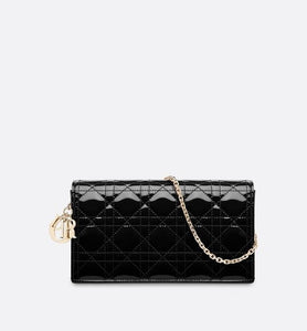Lady Dior Pouch • Black Cannage Patent Calfskin