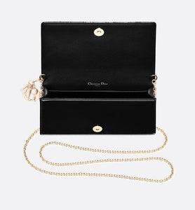 Lady Dior Pouch • Black Cannage Patent Calfskin