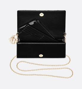 Lady Dior Pouch • Black Cannage Patent Calfskin