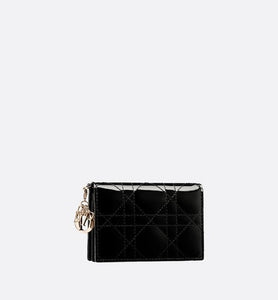 Lady Dior Flap Card Holder • Black Cannage Patent Calfskin