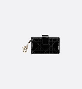 Lady Dior 5-Gusset Card Holder • Black Cannage Patent Calfskin