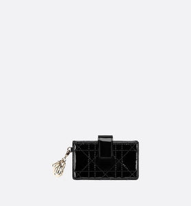 Lady Dior 5-Gusset Card Holder • Black Cannage Patent Calfskin