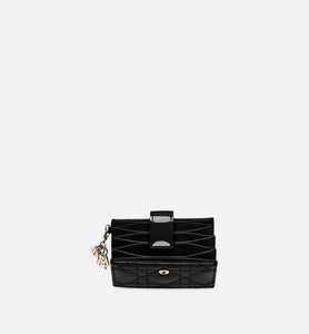 Lady Dior 5-Gusset Card Holder • Black Cannage Patent Calfskin