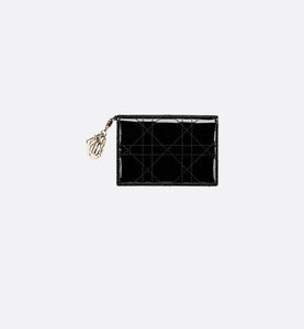 Lady Dior Flap Card Holder • Black Cannage Patent Calfskin