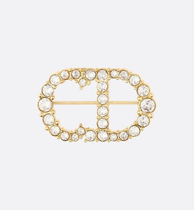 Clair D Lune Brooch • Gold-Finish Metal and White Crystals