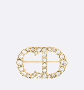 Clair D Lune Brooch • Gold-Finish Metal and White Crystals