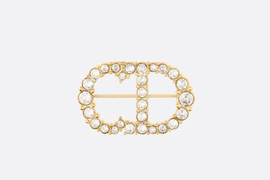 Clair D Lune Brooch • Gold-Finish Metal and White Crystals