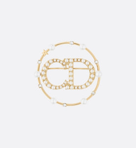 Clair D Lune Brooch • Gold-Finish Metal, White Resin Pearls and White Crystals