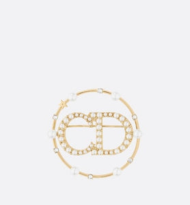 Clair D Lune Brooch • Gold-Finish Metal, White Resin Pearls and White Crystals