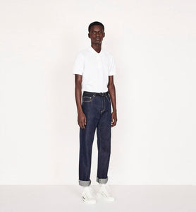 Polo Shirt with 'CD Icon' Signature • White Cotton Piqué