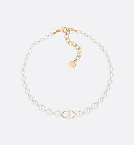 30 Montaigne Choker Necklace • Gold-Finish Metal and White Resin Pearls