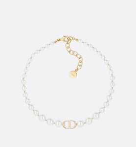 30 Montaigne Choker Necklace • Gold-Finish Metal and White Resin Pearls