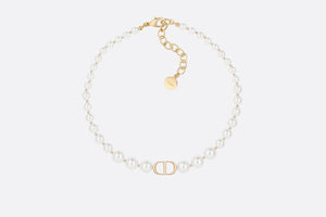 30 Montaigne Choker Necklace • Gold-Finish Metal and White Resin Pearls