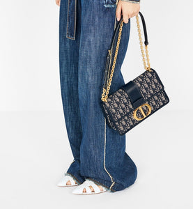 30 Montaigne Flap Chain Bag • Blue Dior Oblique Jacquard