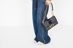 30 Montaigne Flap Chain Bag • Blue Dior Oblique Jacquard