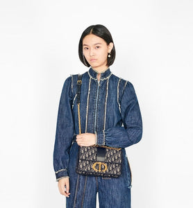 30 Montaigne Flap Chain Bag • Blue Dior Oblique Jacquard