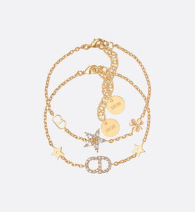 Clair D Lune Bracelet Set • Gold-Finish Metal and White Crystals