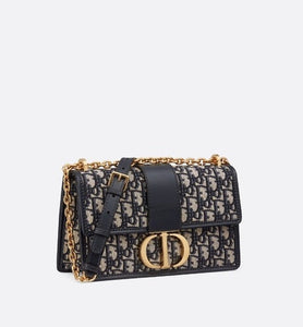 30 Montaigne Flap Chain Bag • Blue Dior Oblique Jacquard