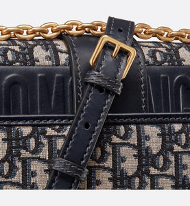 30 Montaigne Flap Chain Bag • Blue Dior Oblique Jacquard