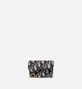 Saddle Flap Card Holder • Blue Dior Oblique Jacquard