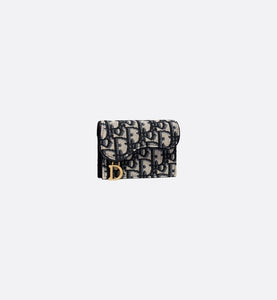 Saddle Flap Card Holder • Blue Dior Oblique Jacquard
