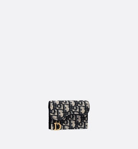 Saddle Flap Card Holder • Blue Dior Oblique Jacquard