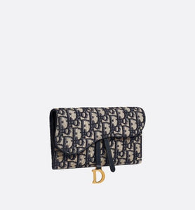 Saddle Long Wallet • Blue Dior Oblique Jacquard