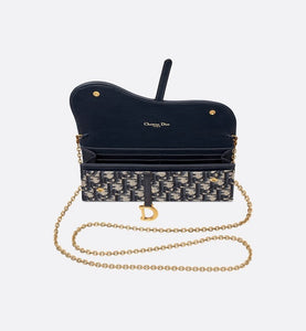 Saddle Long Wallet • Blue Dior Oblique Jacquard