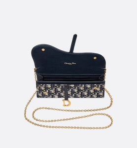 Saddle Long Wallet • Blue Dior Oblique Jacquard