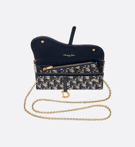 Saddle Long Wallet • Blue Dior Oblique Jacquard