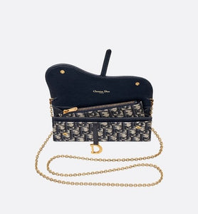 Saddle Long Wallet • Blue Dior Oblique Jacquard