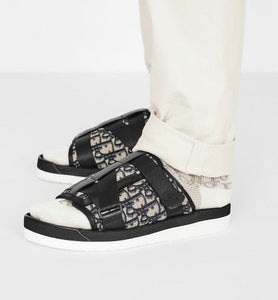 Dior Alpha Sandal • Beige and Black Dior Oblique Jacquard