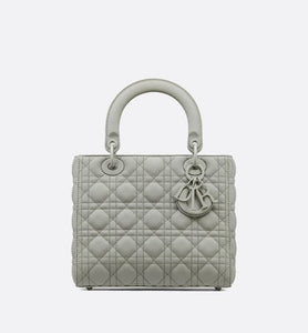 Medium Lady Dior Bag • Metallic Gray Cannage Calfskin