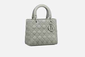Medium Lady Dior Bag • Metallic Gray Cannage Calfskin