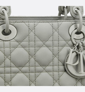 Medium Lady Dior Bag • Metallic Gray Cannage Calfskin