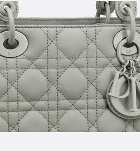 Medium Lady Dior Bag • Metallic Gray Cannage Calfskin