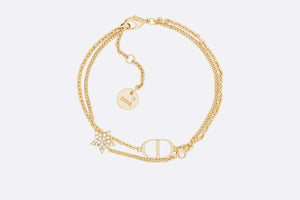 Petit CD Double Bracelet • Gold-Finish Metal and White Crystals