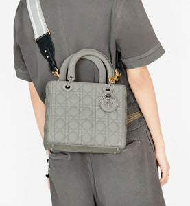 Medium Lady Dior Bag • Metallic Gray Cannage Calfskin